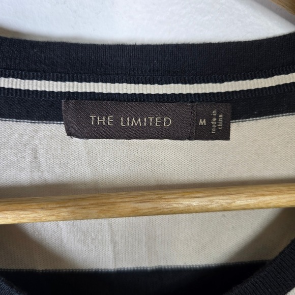 The‎ Limited Cardigan Sweater Womens M Medium Striped Black Beige Button Up - Picture 4 of 5